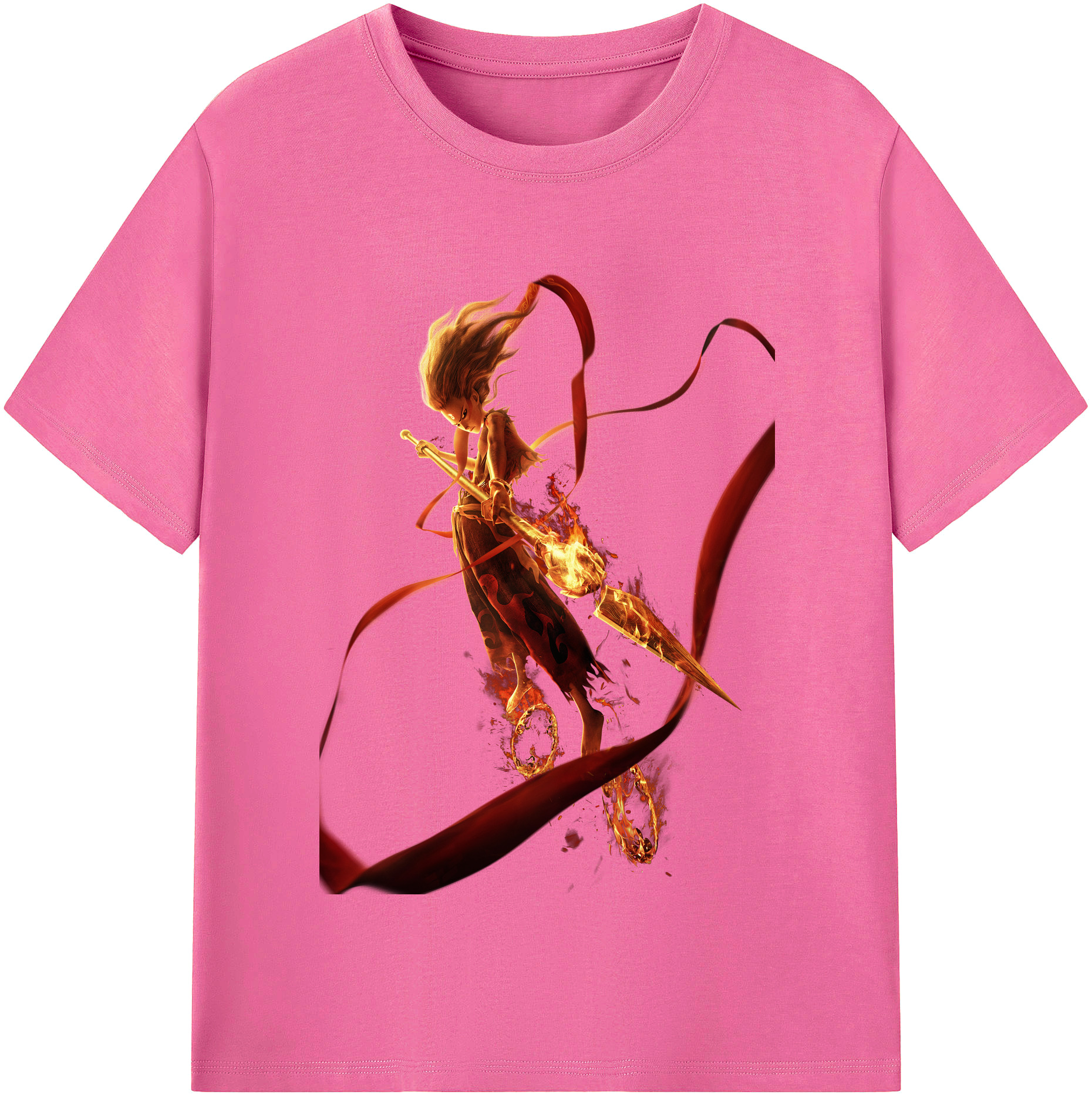 （画像用） Ne Zha 2 ナタ 魔童の大暴れ レディースカジュアルプリントTシャツ（綿100％）